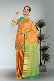 Brown Kanjivaram Vegan Silk Saree with Contrast Pallu 10074866