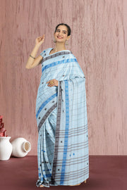 White Dhaniakhali Cotton Sarees Without Blouse 10075209