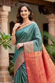 Green Kanjivaram Vegan Silk Saree 10076028