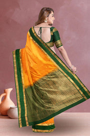 Mango Yellow Handloom Kanjivaram Soft Silk Saree 10075695