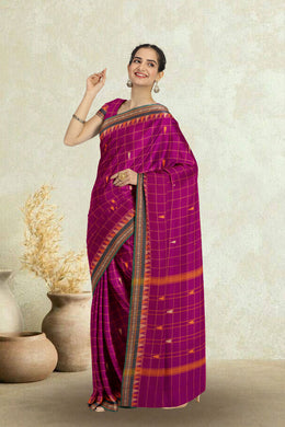 Magenta Handloom Chettinad Cotton Saree 10075142