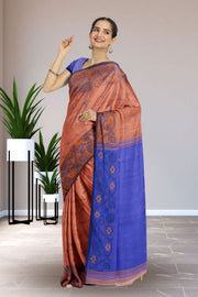 Brown Bengal Handwoven Jamdani Style Cotton Saree 10075348