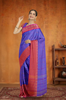 Purple Handloom Chettinad Cotton Saree 10075073
