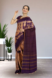 Brown Handcrafted Sungudi Cotton Saree 10074933