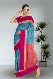 Blue Handloom Kanjivaram Nakashi Soft Silk Saree 10075699