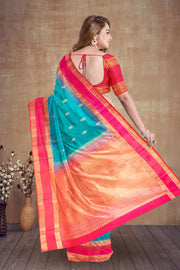 Blue Handloom Kanjivaram Soft Silk Saree 10075694