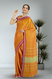 Orange Handwoven Kanchi Cotton Saree 10069306