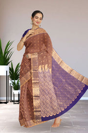 Brown Pure Silk Kanjivaram Saree 10071868