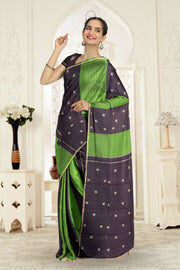 Snuff Brown Pure Zari Kanjivaram Silk Saree 10063328