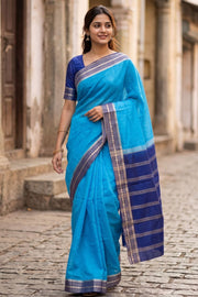 Ocean Blue Mysore Semi Crepe Silk Saree 10077209