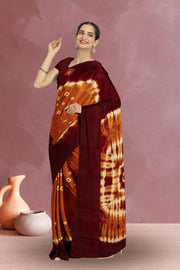 Orange Handcrafted Sungudi Cotton Saree 10074930