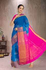 Blue Handloom Kanjivaram Soft Silk Saree 10075686