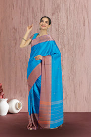 Blue Handloom Chettinad Cotton Saree 10075071