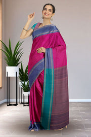 Pink Art Silk Kanjivaram Saree With Checks Design 10076336