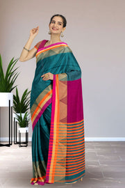 Green Bengal Handwoven Cotton Saree 10075324