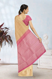 Beige Handloom Kanjivaram Silk Saree 10065058