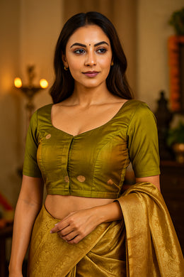 Greeen Banarasi Katan Silk Blouse 10076212