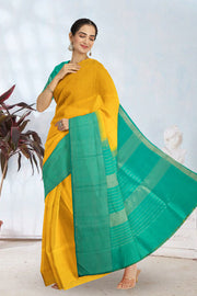 Spanish Yellow Korvai Kanjivaram Silk Saree 10075669