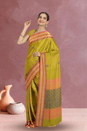 Green Handloom Chettinad Cotton Saree 10075068