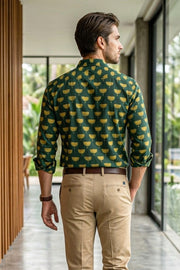 Indigo Handblock Print Pre-Washed Pure Cotton Shirt 10076868