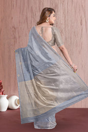 Slate Gray Kanjivaram Vegan Silk Saree 10075586