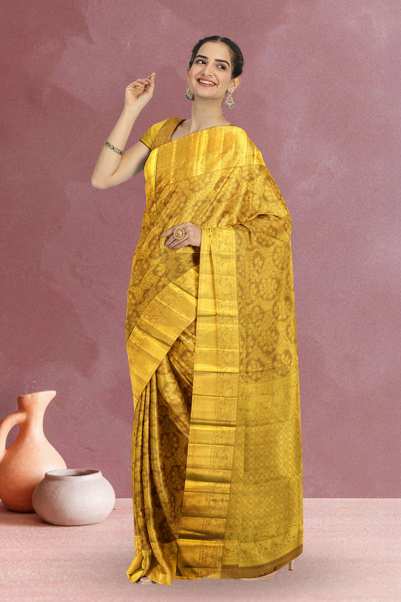 Antique Gold Bridal Kanjivaram Silk Saree 10064981 Avishya