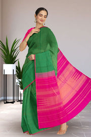 Tropical Rainforest Kanjivaram Silk Saree with Checks Design 10075634