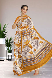 Cream Kashmiri Printed Silk Saree 10075990