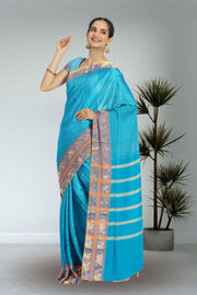 Blue Handloom Chettinad Cotton Saree 10072597