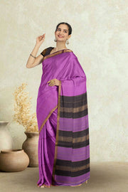 Purple Maheshwari Silk Cotton Saree 10075231