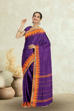 Purple Handloom Chettinad Cotton Saree 10075105