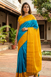 Blue Gadwal kuttu Silk Saree With Temple Border 10077056