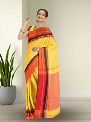 Yellow Shantipur Tant Bengal Cotton Saree 10074980