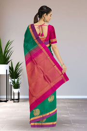 Forest Green Pure Zari Jacquard Kanjivaram Silk Saree 10059189