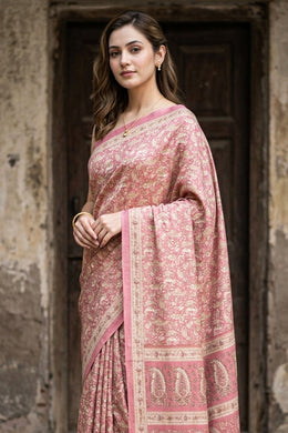 Mauve Pink Kashmiri Printed Silk Saree 10076943