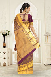 Burgundy Pure Zari Bridal Kanjivaram Silk Saree 10063053