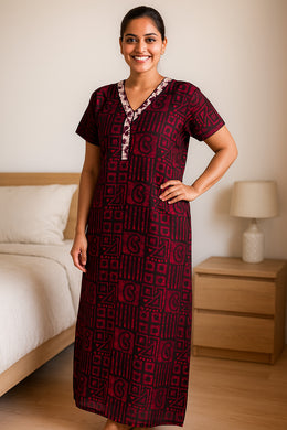 Pink Batik Printed Cotton Nightwear 10076181