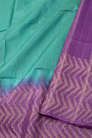 Teal Green Semi Tussar Saree with Chevron Border 10078217