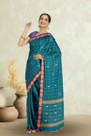 Blue Handloom Chettinad Cotton Saree  10072621