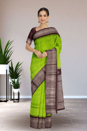 Green Gadwal Kuttu Silk Saree 10075414