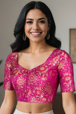 Pink Banarasi Silk Blouse 10075012