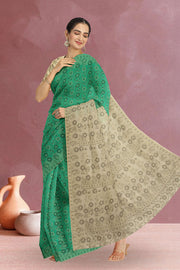 Green Handloom Himroo Silk Cotton Saree 10065732
