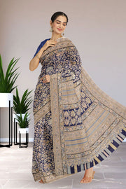 Blue Kashmiri Printed Silk Saree 10075987