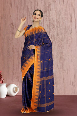 Blue Handloom Chettinad Cotton Saree 10075130
