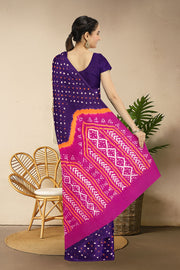 Purple Bandhani Mulmul Cotton Saree 10075498