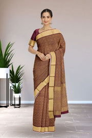 Brown Mysore Crepe Silk Saree 10061647
