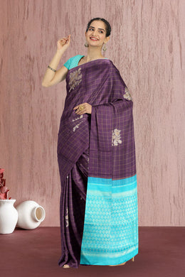 Congo Brown Pure Zari Kanjivaram Silk Saree 10063144