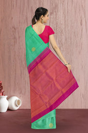 Turquoise Green Handloom Kanjivaram Silk Saree 10065053