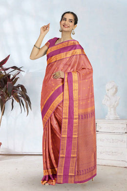 Peach Pure Kanjivaram  Silk Saree 10065791