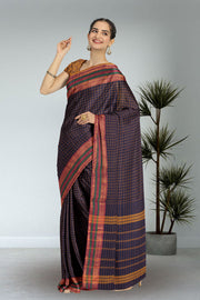 Indigo Blue Handloom Chettinad Cotton Saree 10070031